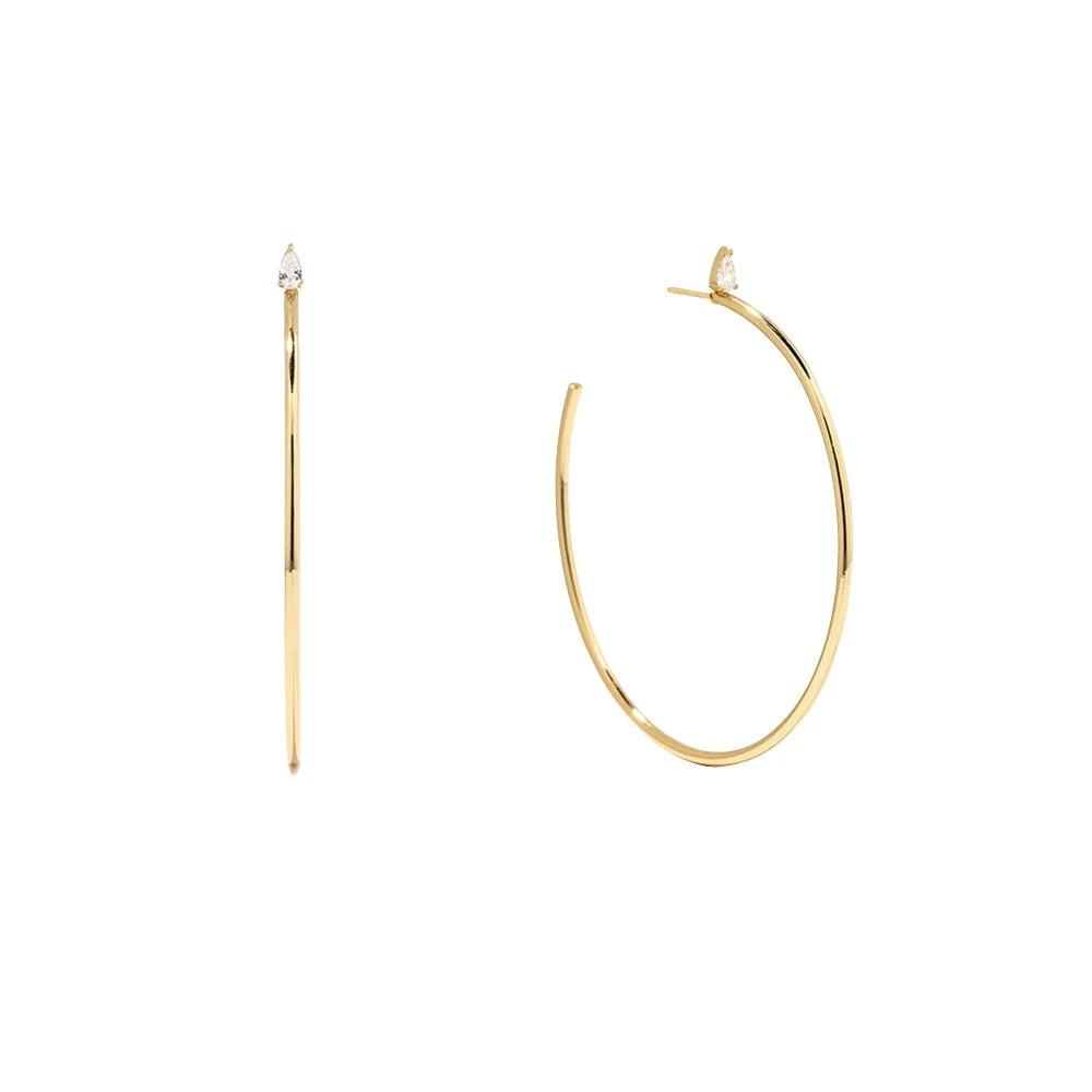 Laodun New Arrivals S925 Sterling Silver Gold Plated Zircon Hoop Earring Simple Design  Hoop Earrings for Women
