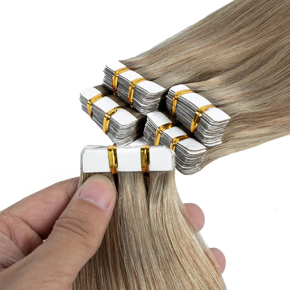 Raw Cambodian Tape in Hair Extensions Unprocessed Remy Vigrin Cuticle Aligend One Donor Hair Tape in Extension