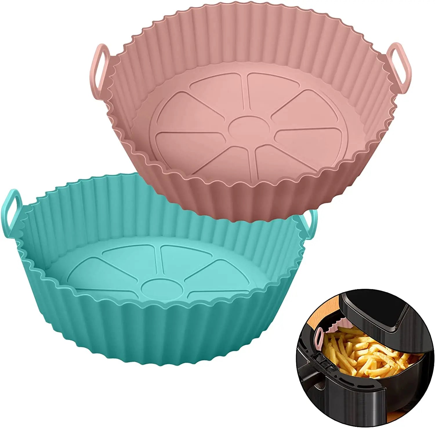 Reusable and Easy Cleaning 6.5/7.5inch Air Fryer Silicone Pot Air Fryers Silicone Liner Reusable Air Fryer Oven Accessories