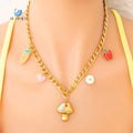 SUMMLY Wholesale DIY Mushroom Carrot Pendant 18K Gold Plated Stainless Steel Charms Necklace Fashion Jewelry