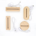 Beech Rectangular Oval LED Nightlight Base 7/3 Color Options DIY Wooden Luminous USB Rechargeable 3D Nightlight Base Monochrome