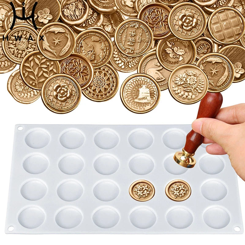 Silicone Mat/Pad for Wax Seal Stamp 24-Cavity Wax Sealing Mat with Removable Sticky Dots Mold Wax Seal