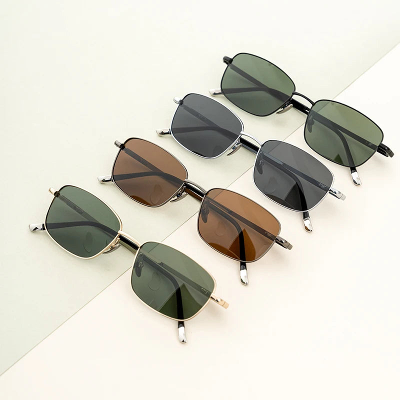 Minimalist Polarized UV400 Semi-Titanium Square Sunglasses Fashionable and Unique Eyewear for Adults MegaBDM