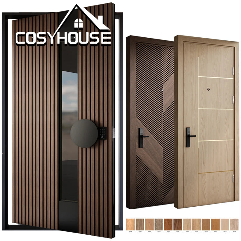 Luxury Pivot Entrance Door Stainless Steel Security Front Entry Door Modern Glass Exterior Main Door for Villa Project