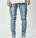 Men Jeans Pants Casual Cotton Denim Trousers Multi Pocket Cargo Jeans New Fashion Customized Pants Side Pocket