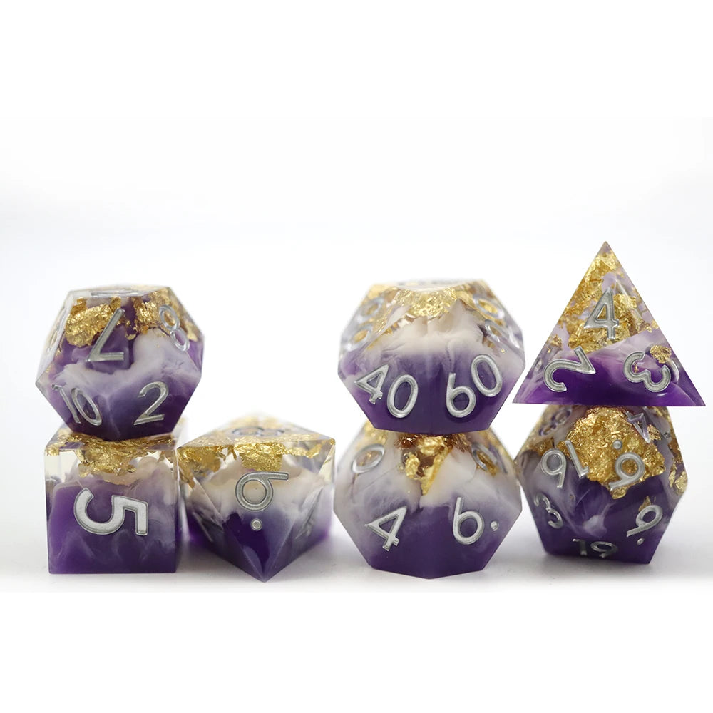 Dungeons and Dragons Tabletop Board Games Full Set DND Dice Resin Sharp Edge Dice for Gift