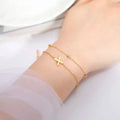 26 A-Z Initial Letters Double Layer Beads Chain Bracelet Stainless Steel Letter Pendant Women Bracelet Birthday Jewelry Gift