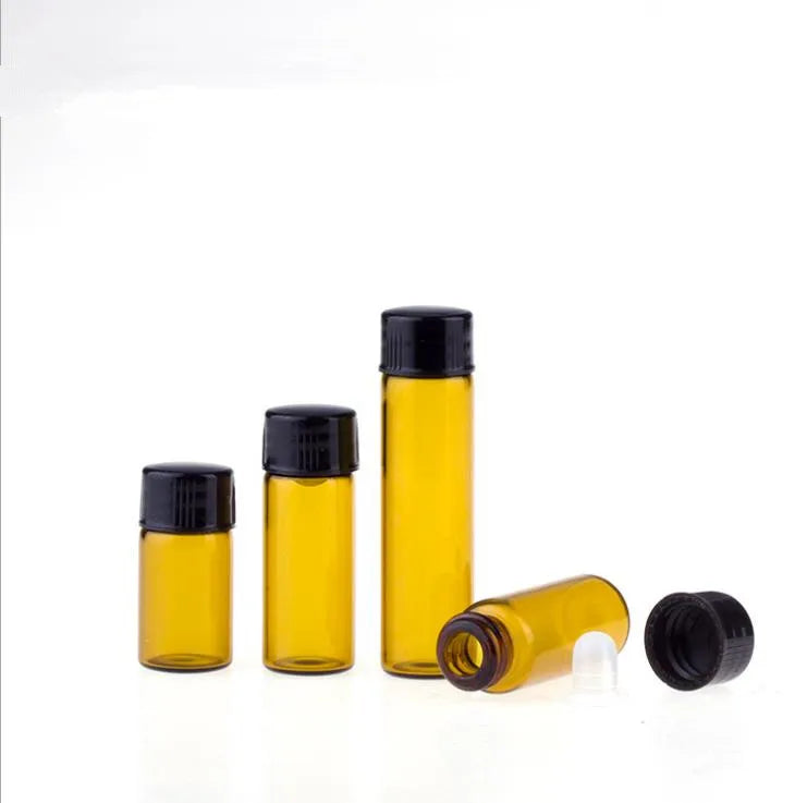 1ml 2ml 3ml Mini Amber / Clear Glass Vials Essential Oil Small Sample Bottle Long Thin Pen Shape Bottle