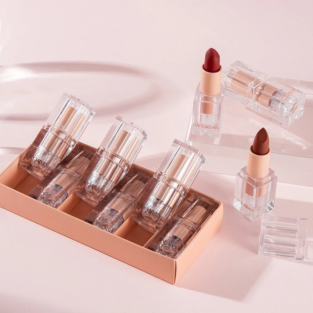 HANDAIYAN Cosmetics Lipstick Set Gift Box Makeup Boxes Kawaii Lip Gloss Peachy Nude Matte Lipstick Diy Lip Gloss Private Label