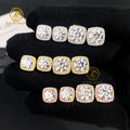 New Trendy 925 Silver Square Moissanite Diamond Halo Stud Earrings 6.5mm 8mm D VVS with GRA Certificate