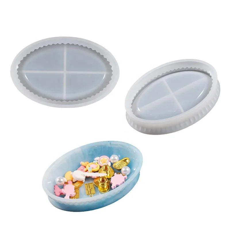 Oval Stripe Dish Silicone Mold Concrete Cement Resin Tray Mold