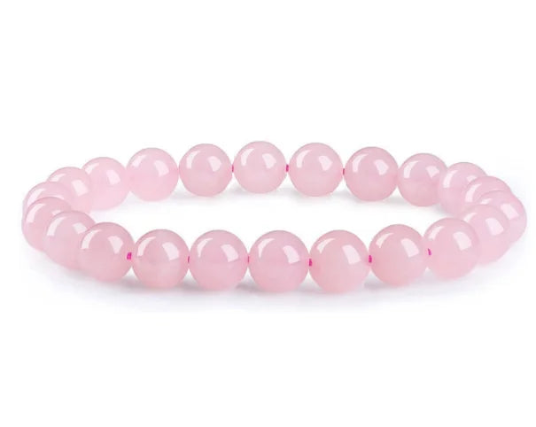 Natural Rose Quartz Bead Bracelet Classic Style Healing Crystal Gemstone for Women Men Girls-Buddhist Birthday Gift