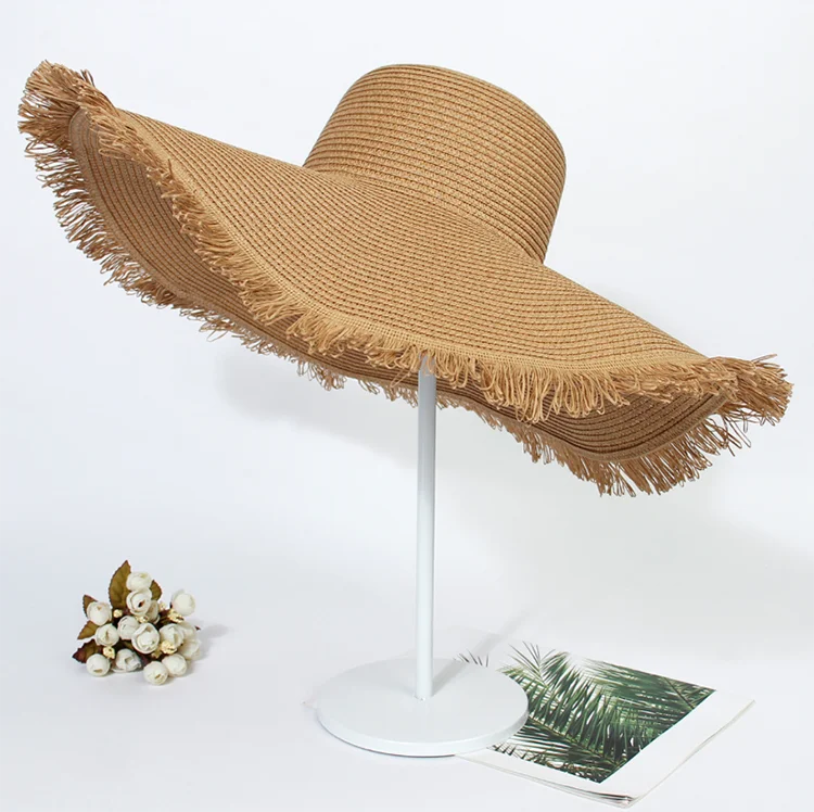 Hot Sale Summer Outdoor Wide-brimmed Shade Straw Hat Ladies Braided Brimmed Straw Hat Bohemian Beach Big-brimmed Straw Hat