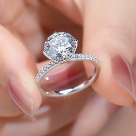 Mishang Jewelry MSR-919 Fashion Design Women Engagement Ring PT950 Round Lab Grown Diamond Ring Valentine's Day Birthday Gift