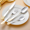 Hot Sale Crown Embossed Cutlery Set Luxury Knife Fork Spoon Wedding Stainless Steel Silverware Cutlery Set