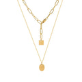 Niche Hip Hop Geometric Square Tassel Ellipse Pendant Double Layered Wear Necklace Female Clavicle Choker