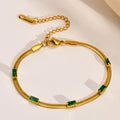 New Fashion Jewelry Bracelets Gold Plated 2.8mm Flat Snake Bone Chain Bracelet Retro Stacking Cubic Zircon Snake Chain Bracelet
