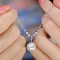 N287 8-9mm DIY Natural  Freshwater Pearl Charm Pendant Necklace Chain Accessory 925 Sterling Silver Jewelry for Women