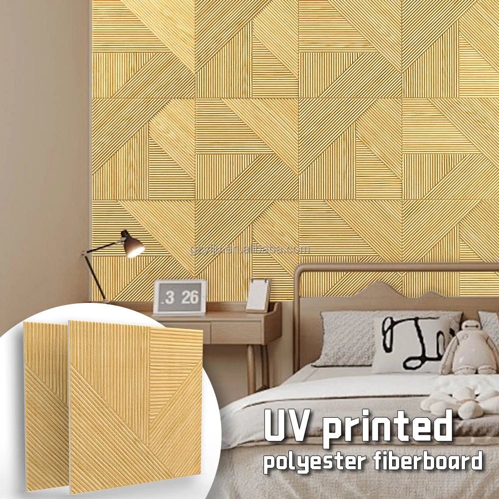 3D Art Modern Architectural Design Straight Groove Acoustic Wall Panel for Hotel Home Decor Polyester Fiber Sound Insulation