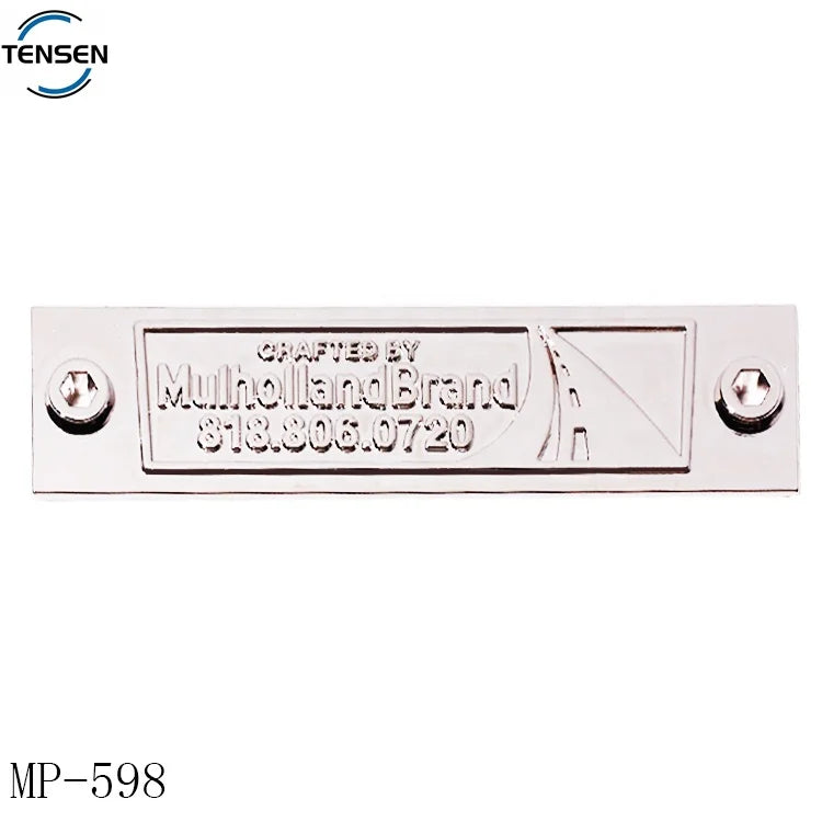 Custom Designer Leather Handbag Branded Plate Rectangle Brush Nickle Metal Letter Label Tags for Wooden Sofa