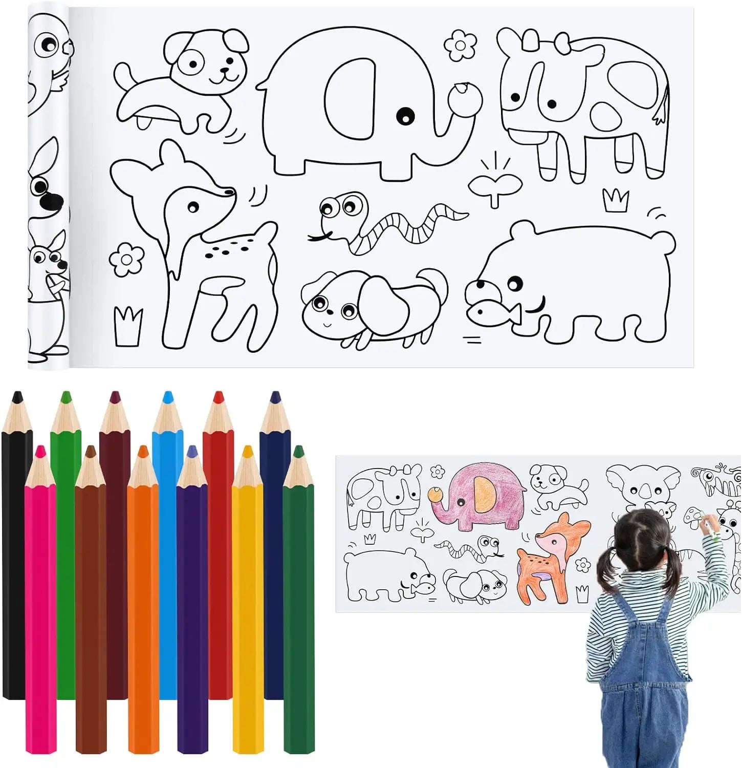 Children's Drawing Roll -Coloring Paper Roll for KidsDrawing Paper Roll DIY Painting Drawing Color Filling Paper Drawing Roll