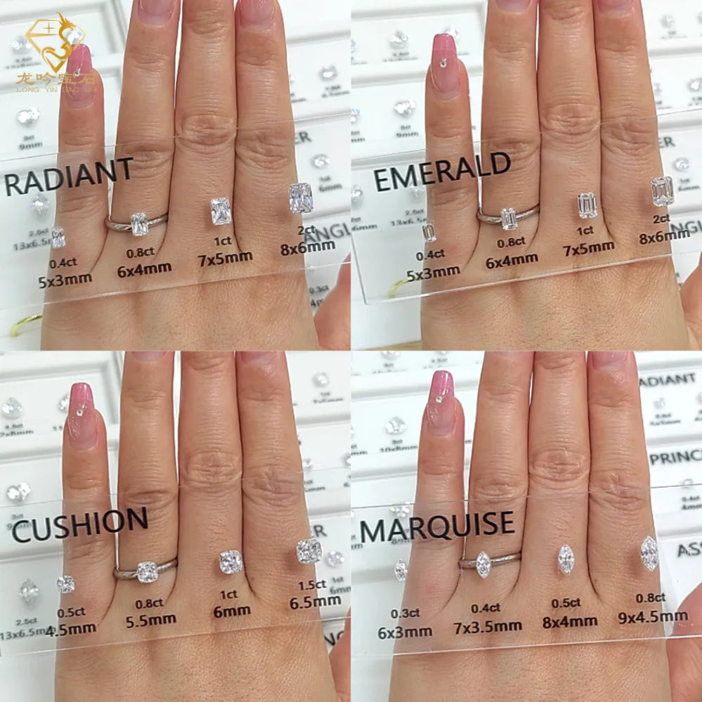Customizable 11-Shaped Gemstone Chart 5A Cubic Zirconia Comparison Set Wood Ring Main Stone Size Reference Tool