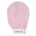 Korean Custom Logo Viscose Silk Gloves Soft Exfoliating Mitt for Body Morocco Kessa Hamam Peeling Glove Shower Application