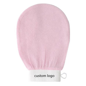 Korean Custom Logo Viscose Silk Gloves Soft Exfoliating Mitt for Body Morocco Kessa Hamam Peeling Glove Shower Application