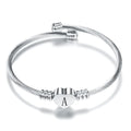 Stainless Steel Heart Bracelet Bangle With Letter Fashion Initial Alphabet Charms Bracelets for Women