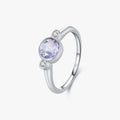 925 Sterling Silver High-end Height Difference Bands Design Light Purple Rose Cut Vintage Rings for Women