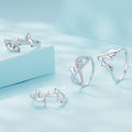 Fashion Exquisite 925 Sterling Silver Zircon Ring Set Cat Pet Design Jewelry Gift for Women Birthday