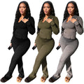 2026 Spring Women's Clothes Set Long Sleeve Lounge Wear Pants Suits Knitting Ribbed Women Clothing Two Piece Pants Set