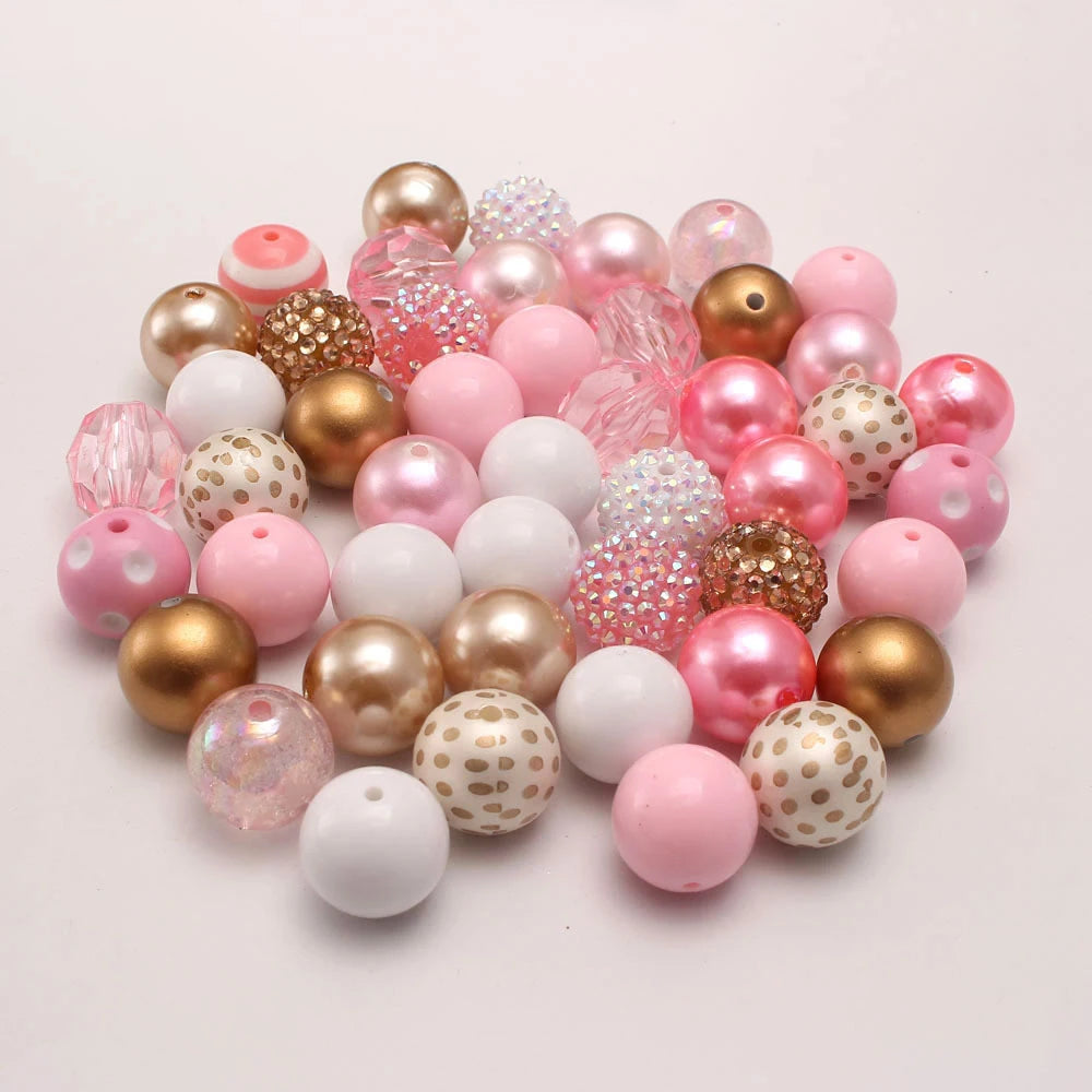 Wholesale 20mm Acrylic Round Beads for Bracelet Making Fashion Mixed Color Acrylic Spacer Beads for Pen Making
