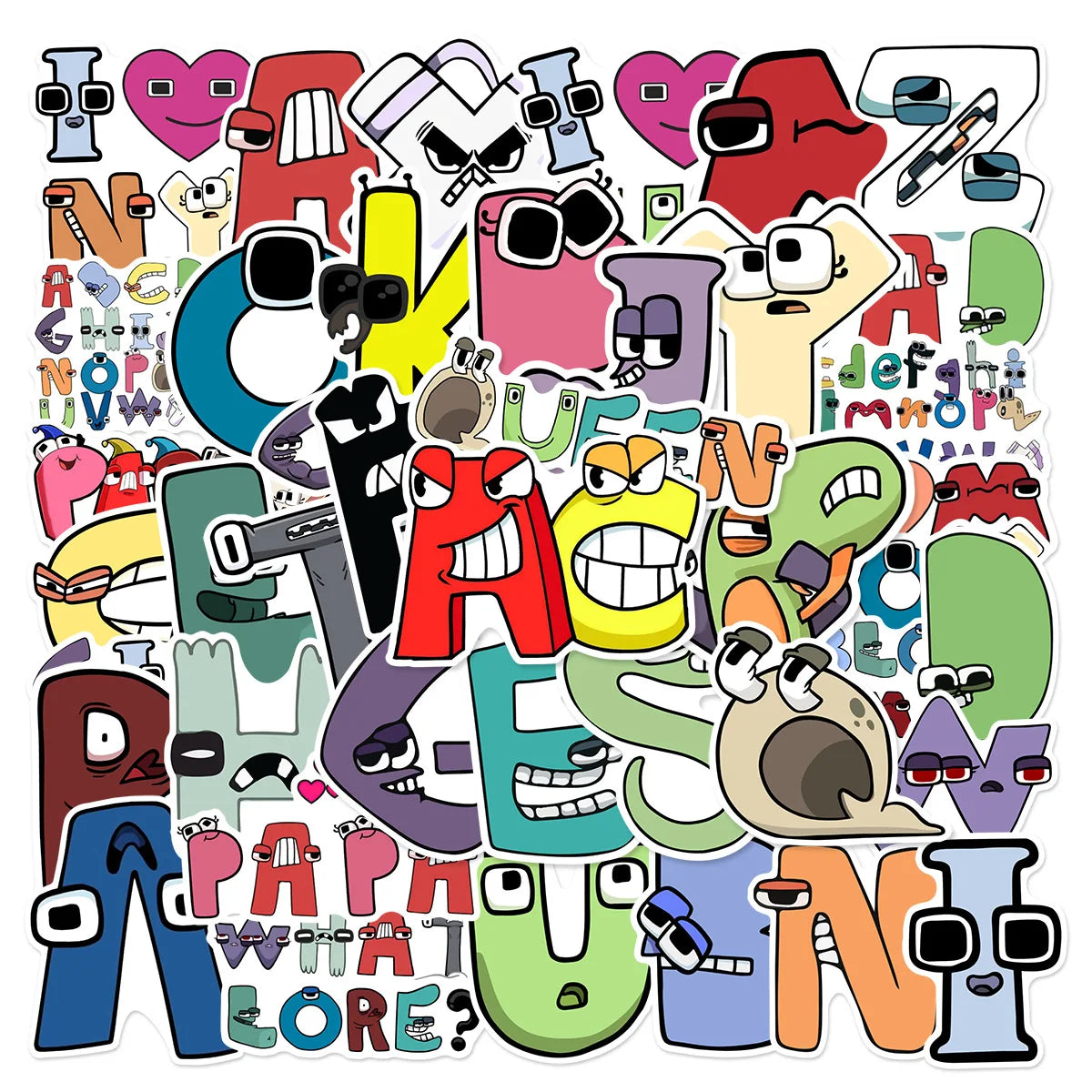 50PCS Funny cute kids early education cartoon Alphabet Lore sticker