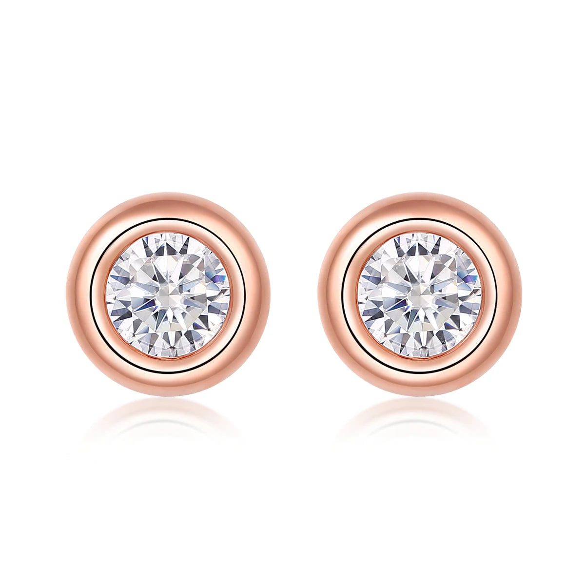 Abiding Jewelry Rose Gold Plated 925 Sterling Silver Stud Earrings Wholesale 1CT Moissanite Earrings With Certificate