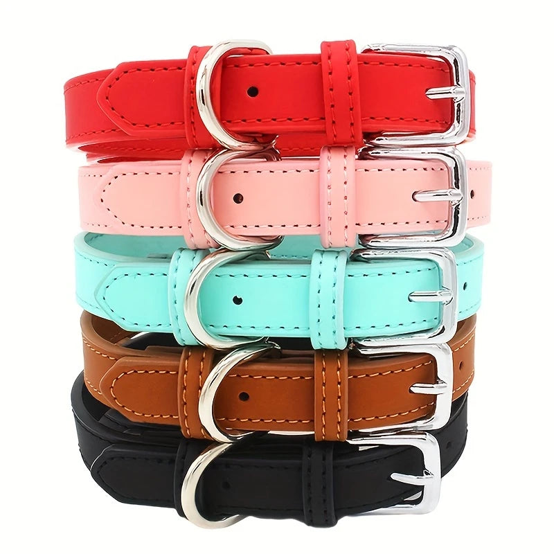 Durable Genuine Leather Pet Collar Adjustable Dog Neck Strap Pu Leather Collar for Small Medium and Large Sized Dogs