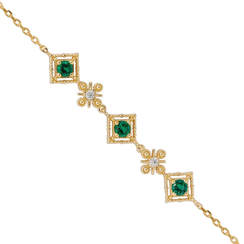 Pulseras De Oro De 14k Direct Sales Court Style 925 Sterling Silver All-matching Graceful Red Corundum Bracelet Female Rhombus