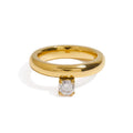 18K PVD Plated Stainless Steel Finger Ring for Women New Design Cubic Zirconia Wide Waterproof Invisible Setting Wedding Fashion