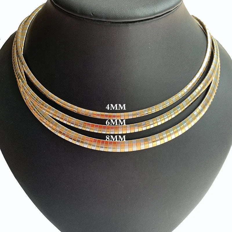 Non Tarnish Fashion Jewelry Necklace 18K Gold Plated Stainless Steel 4/6/8MM Blade Chain Flat Snake Chain Necklace Choker Women