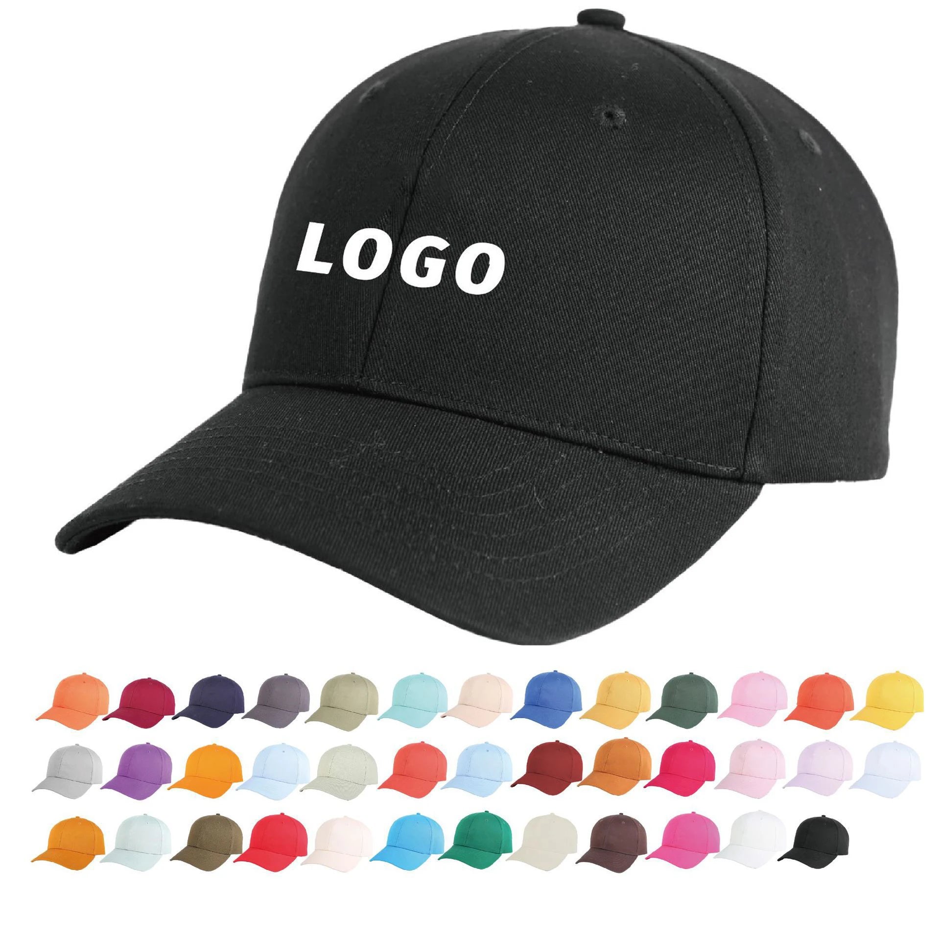 Manufacturer High Quality 38 Solid Color Blank Plain Custom Embroidered Print Logo Cotton Fitted Baseball Cap