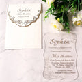 Premium Elegant Music Cross-Styled White Gold Theme 5*7 Inches Clear Acrylic Card Paper Wedding Invitations Collection Premium
