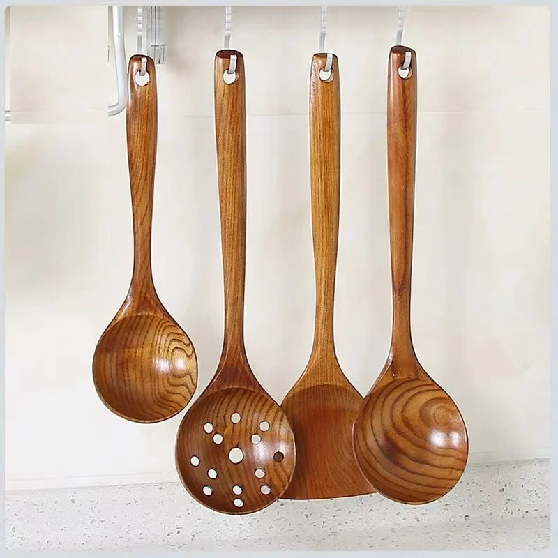 Nonstick Kitchen Utensil Set Wooden Spoons Cooking Utensil Set Natural Phoebe Wood Utensils for Cooking