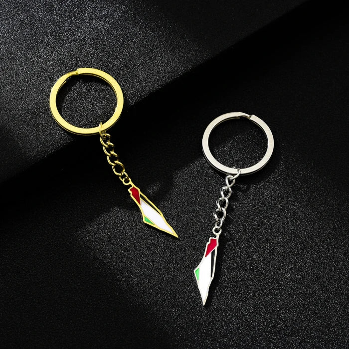 Wholesale Customized Personalized Support Palestine Map Flag Stainless Steel Metal Enamel Carabiner Keychain Silver Waterproof