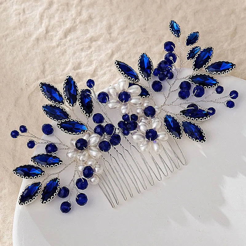 SLBRIDAL Handmade Trendy Alloy Black Crystal Rhinestones Women Girls Hair Comb Fashion Headpieces Hair Accessories Jewelry