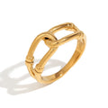 Hollow Twisted Signet Ring Gold Plated Rings Women Tarnish Free Jewelry Stainless Steel Titanium Jewelry