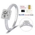 Abiding Jewelry 925 Sterling Silver Halo Moissanite Ring Round Cut Square Ring DEF VVS Moissanite Wedding Ring for Women
