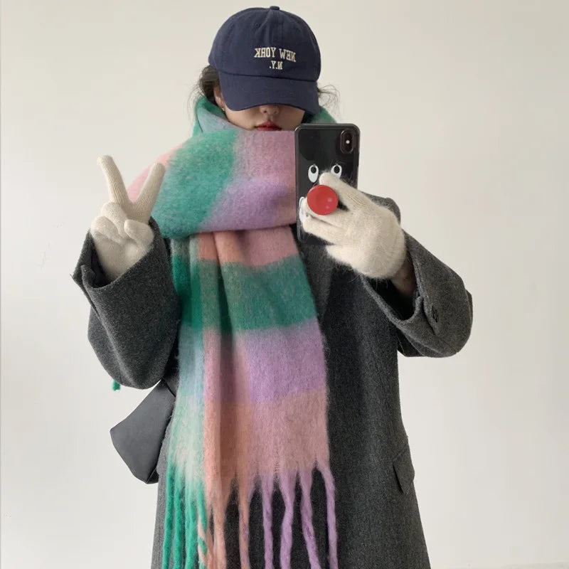 Men and Women General Style Cashmere Scarf Designer Blanket Scarf Women's Style Colorful Plaid