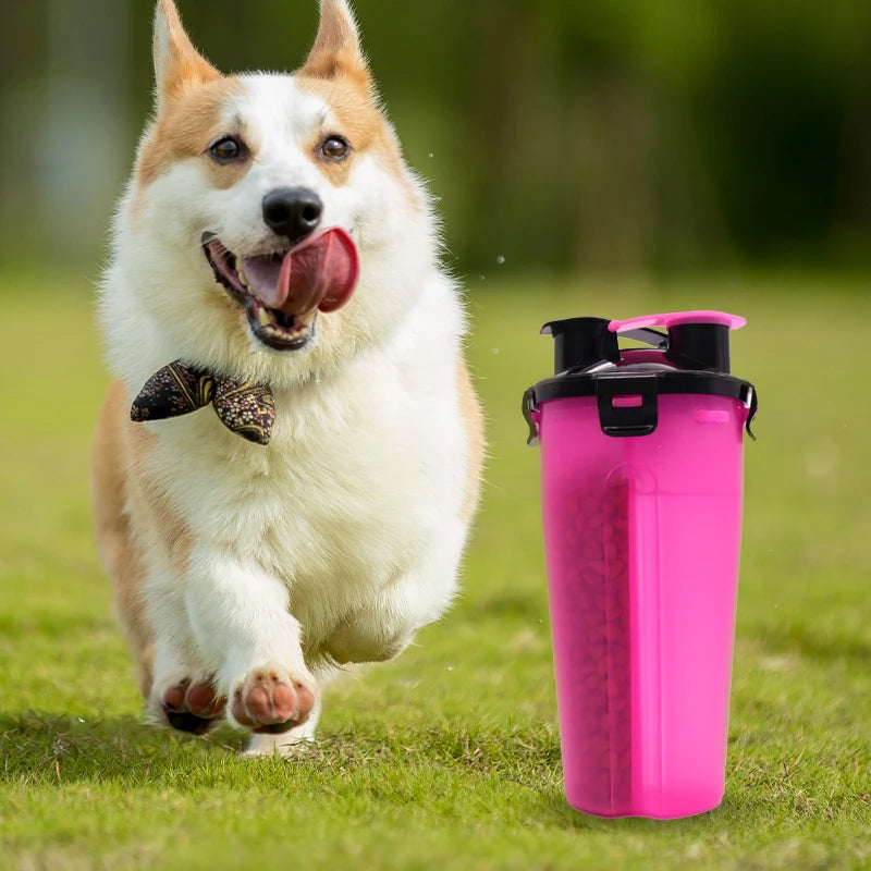 OEM ODM Leak Proof Portable  Travel Outdoor Pet Dog Water Bottle with Food Container Pet Bowls & Feeders