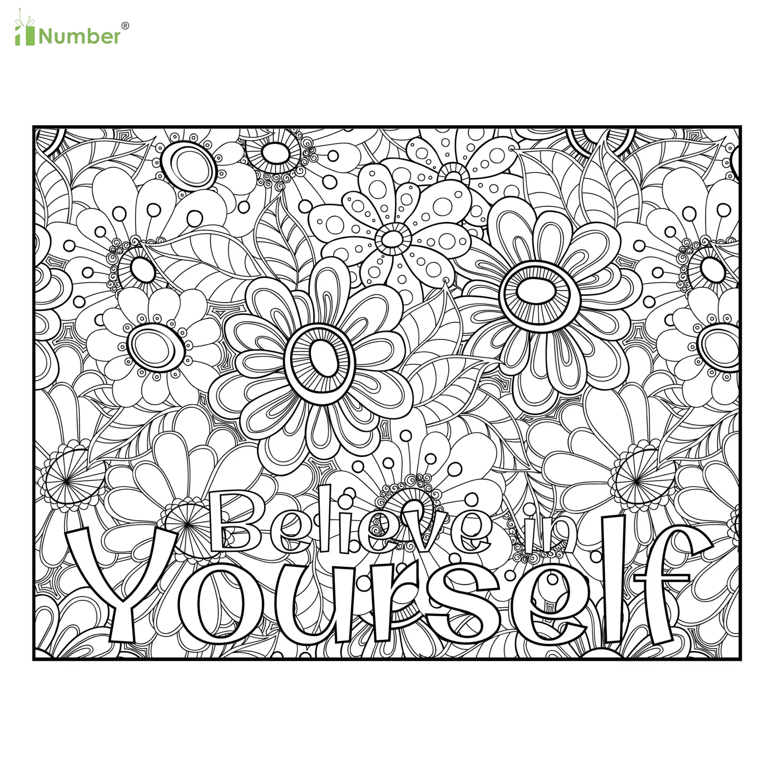 Believe in Yourself Fuzzy Posters for Adults De-stressing Home Decor Coloring Print Black Velvet Flocking Coloring Posters