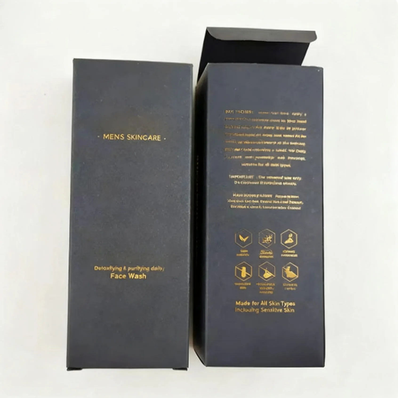 Custom Embossed Cosmetic Lotion Mascara Perfume Bottle Black Kraft Paper Box With Black Hot Stamping Foil Logo